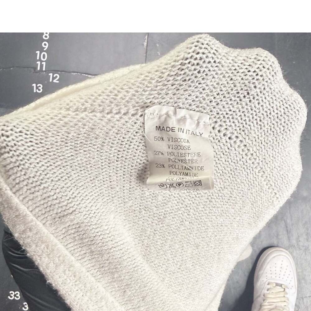 Alpini Knitwear Made in Italy Grey Asymmetrical Oversized Knit Poncho Sweater - Picture 3 of 4
